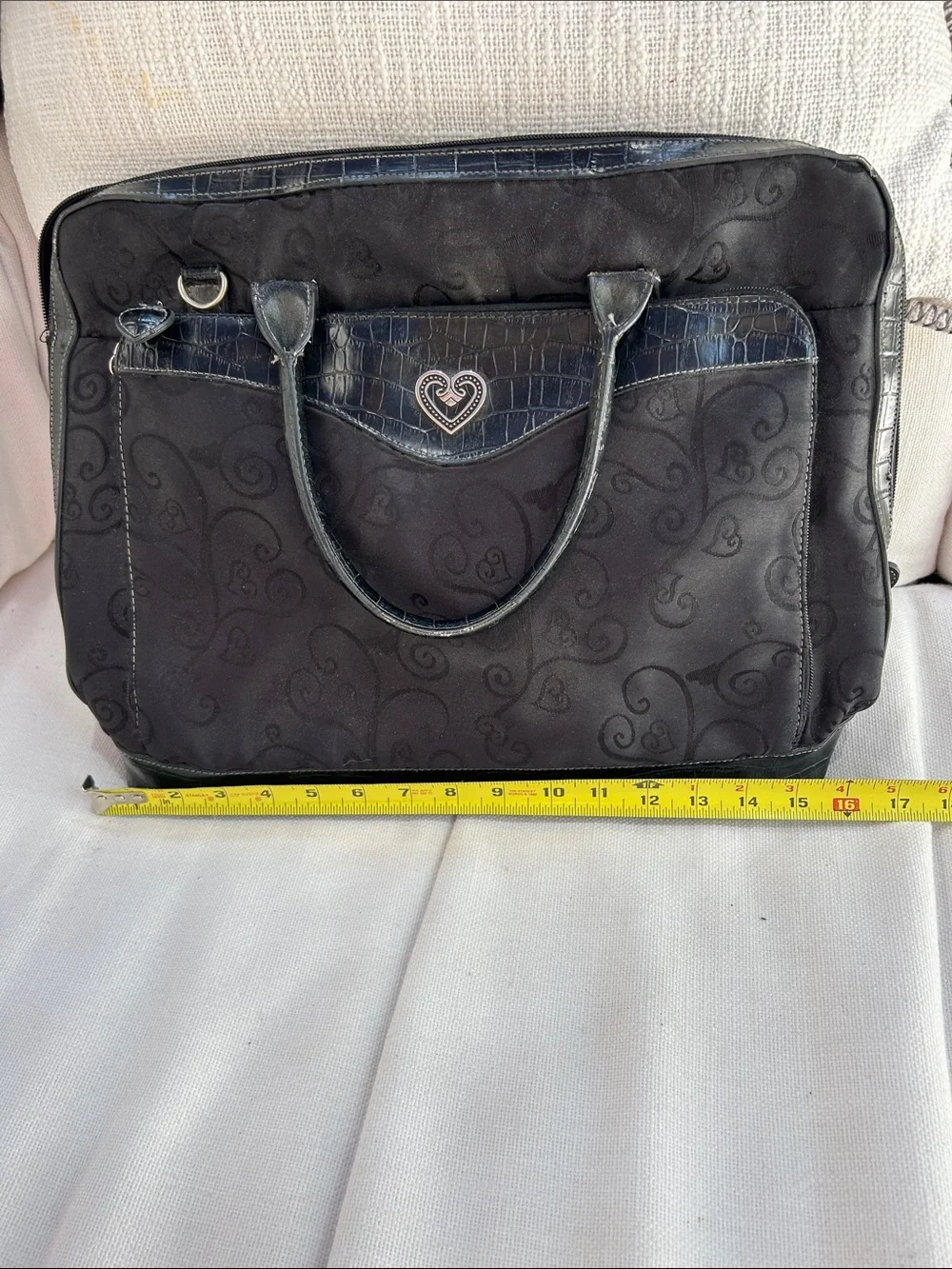 Coldwater Creek Black Laptop Tote with Heart Emblem